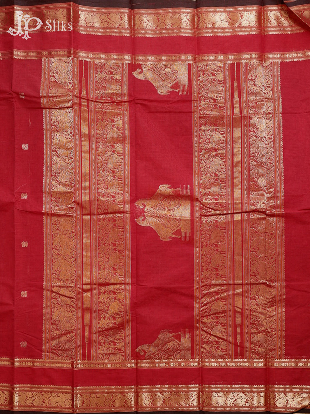 Red Kanchi Cotton Saree H32