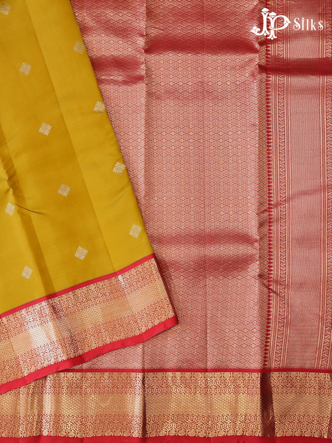 Mustard & Red Pure Silk Mix Saree - G942