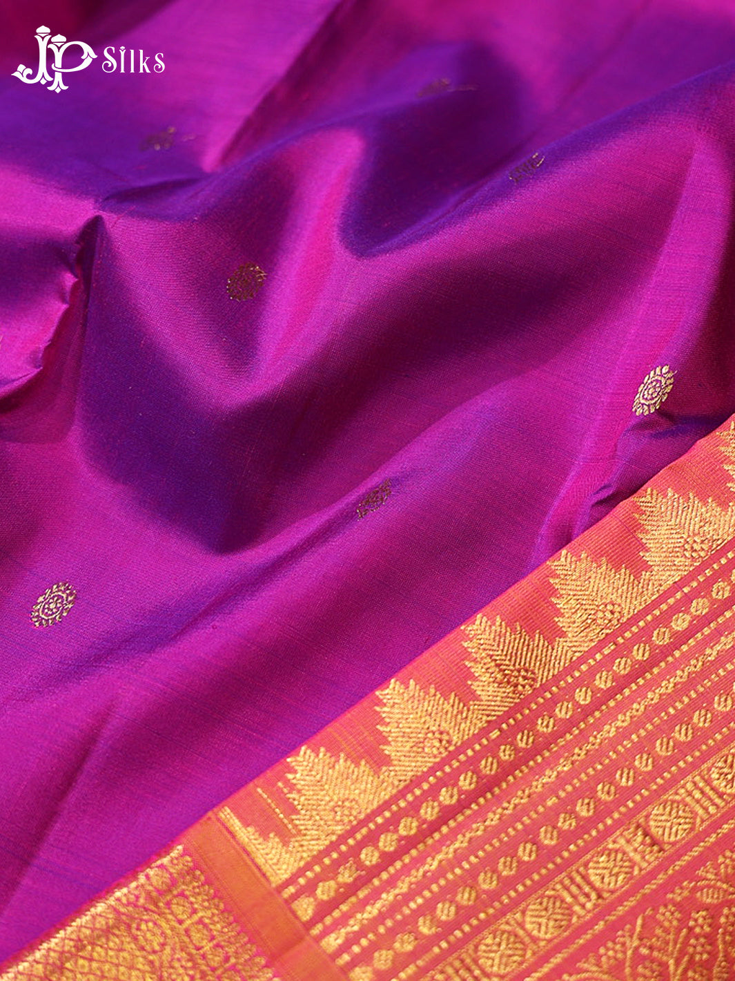 Purple & Golden Pink Kanchipuram Silk Saree - G869
