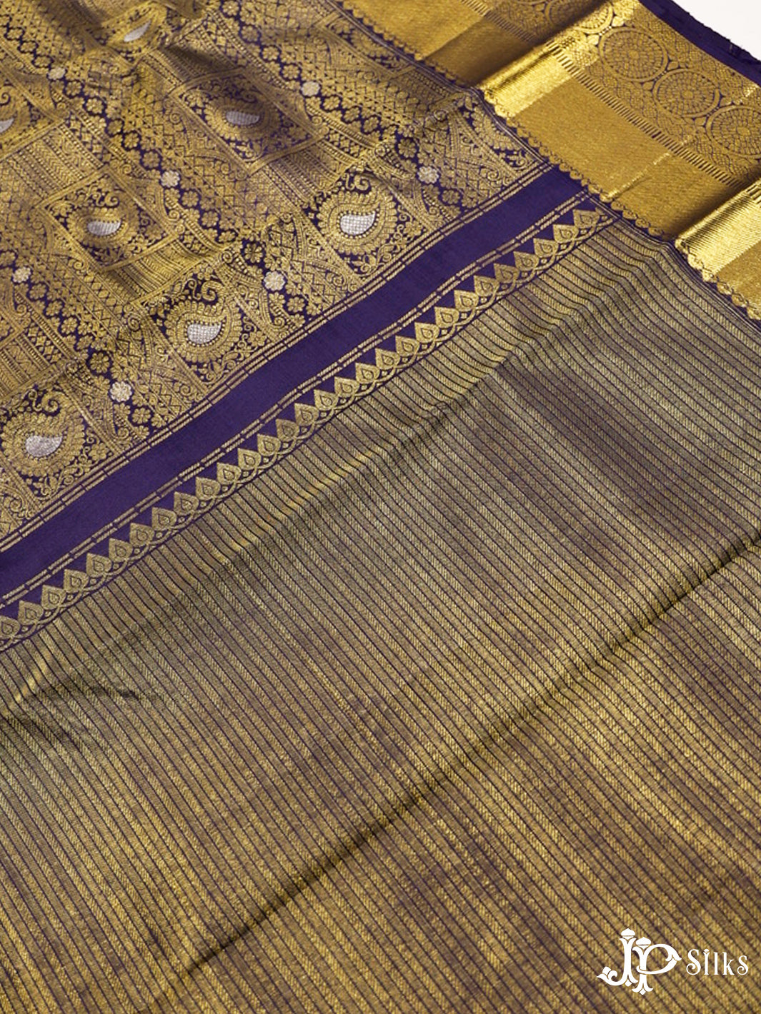 Navy Blue Kanchipuram Pure Silk Saree - E3613