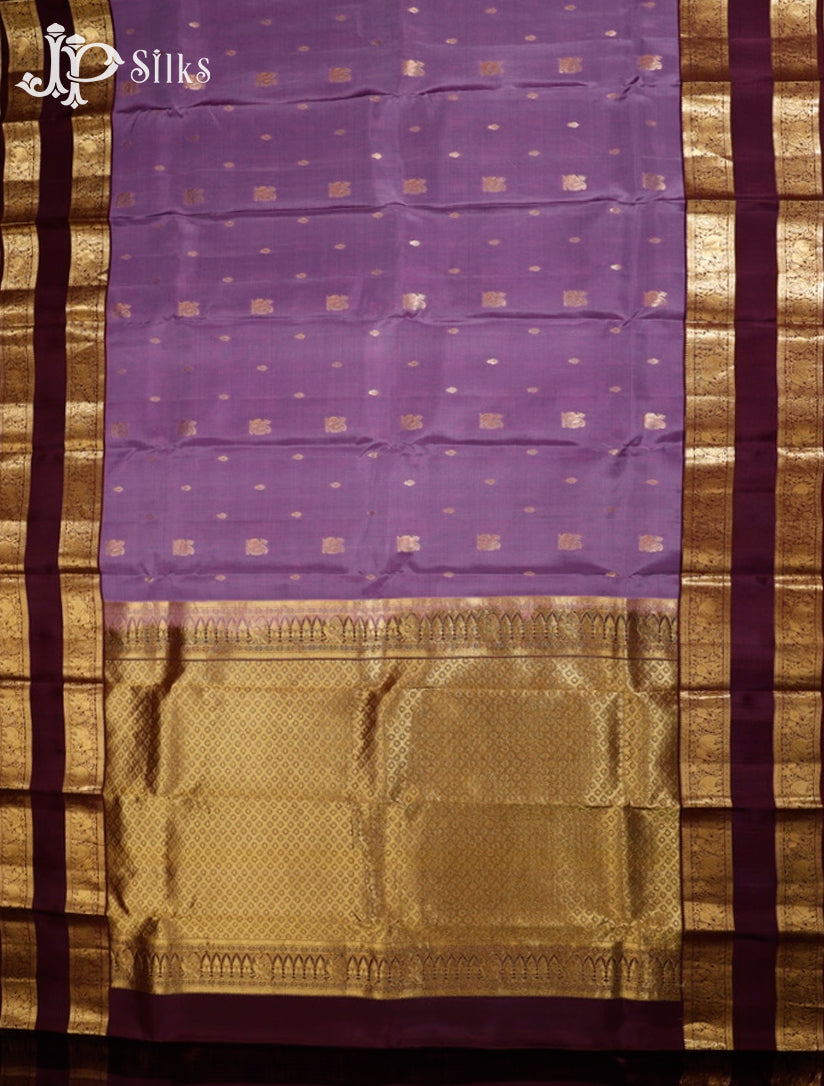 Dark Lavender & Brown Pure Silk Mix Saree - G330-view5