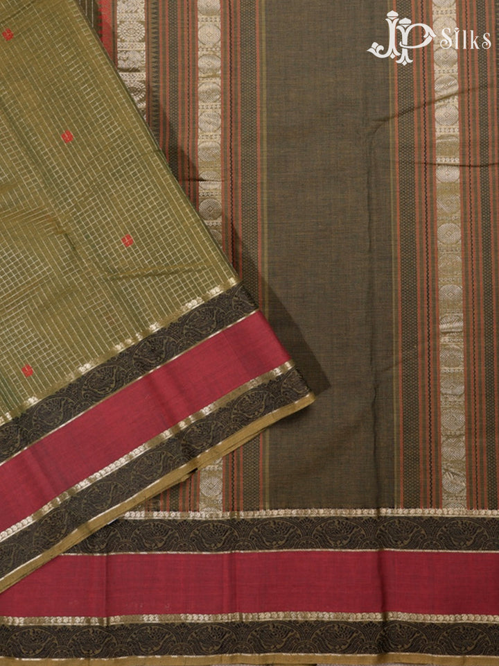 Olive Green Kanchi Cotton Saree - D9770-view5