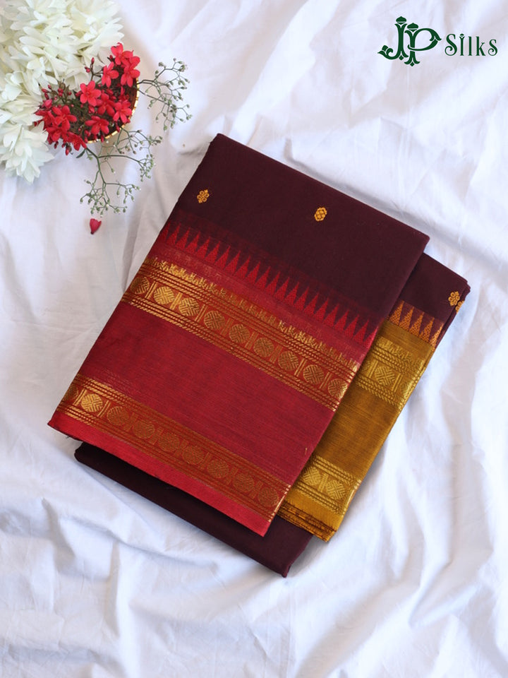Maroon Theni Cotton Saree - G882