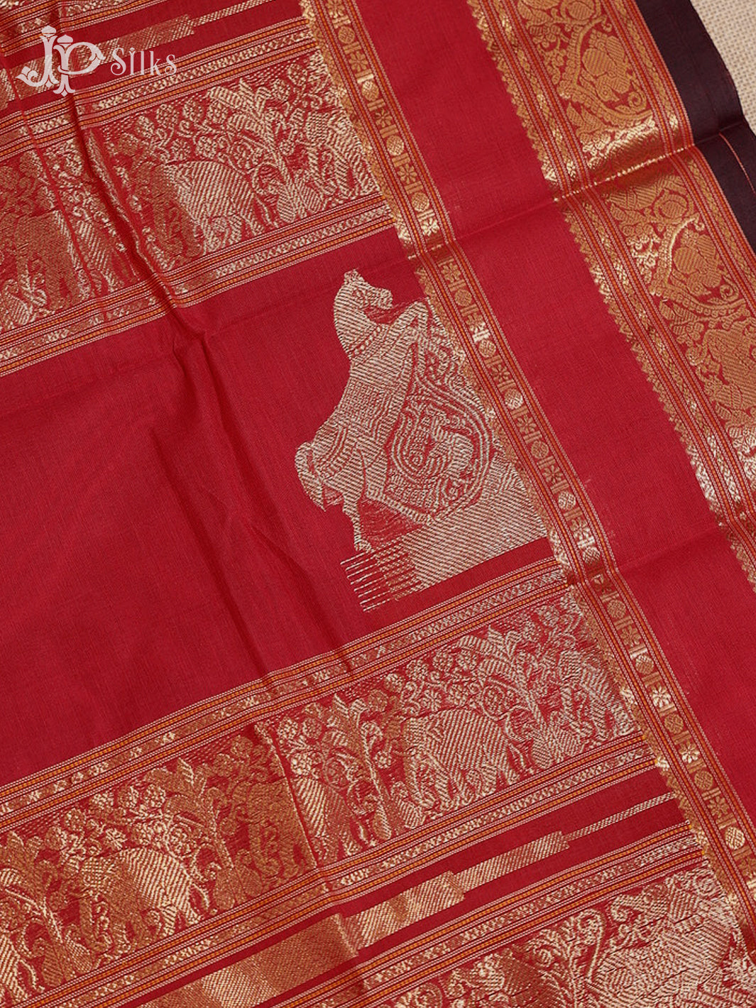 Red Kanchi Cotton Saree H32