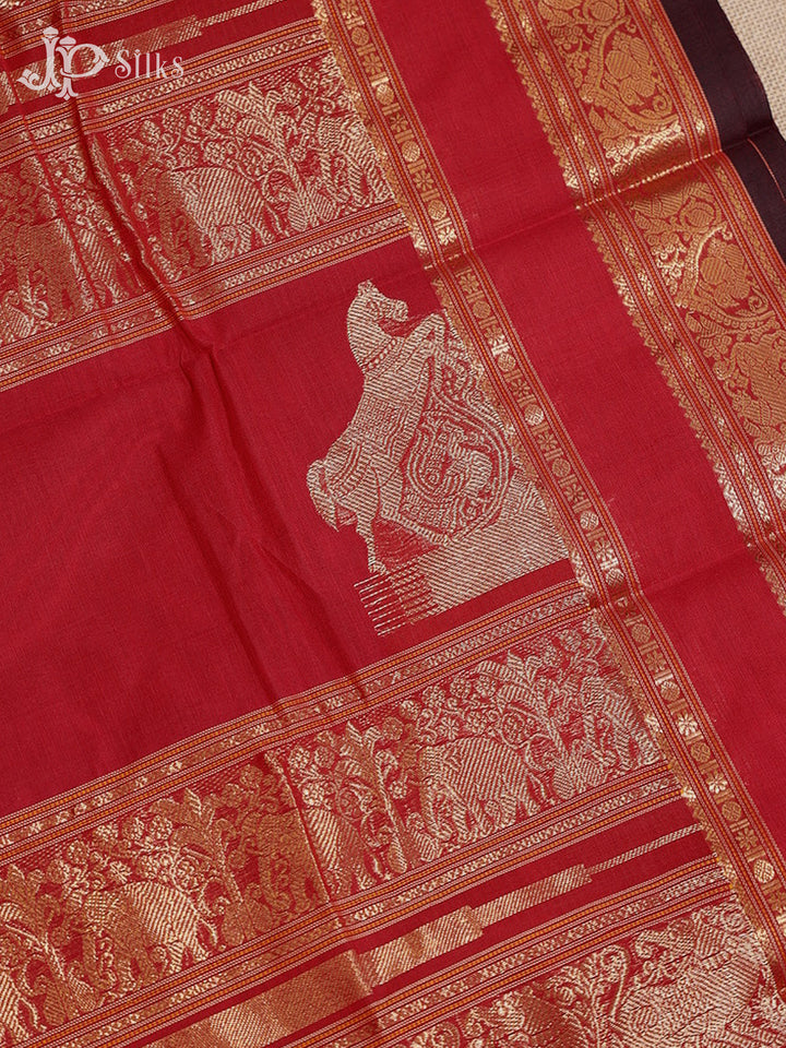 Red Kanchi Cotton Saree H32