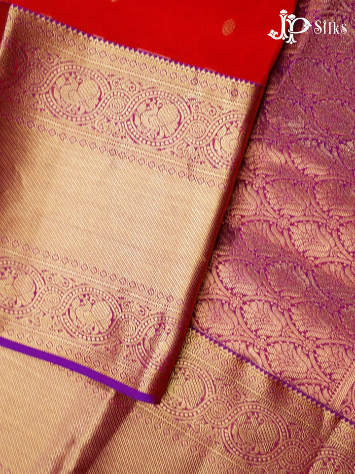 Red and Purple Pure Silk Mixed Saree - G325
