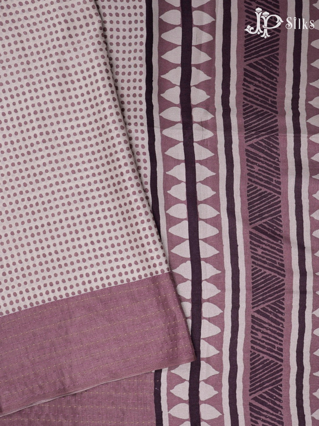 White And Mauve Semi Tussar Saree - G111