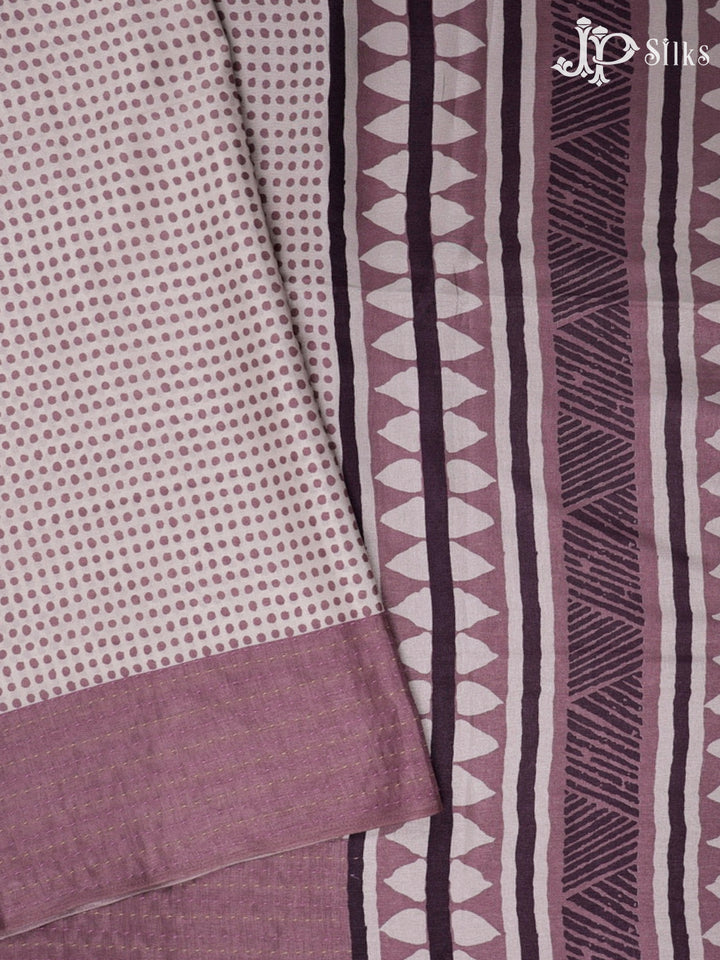 White And Mauve Semi Tussar Saree - G111