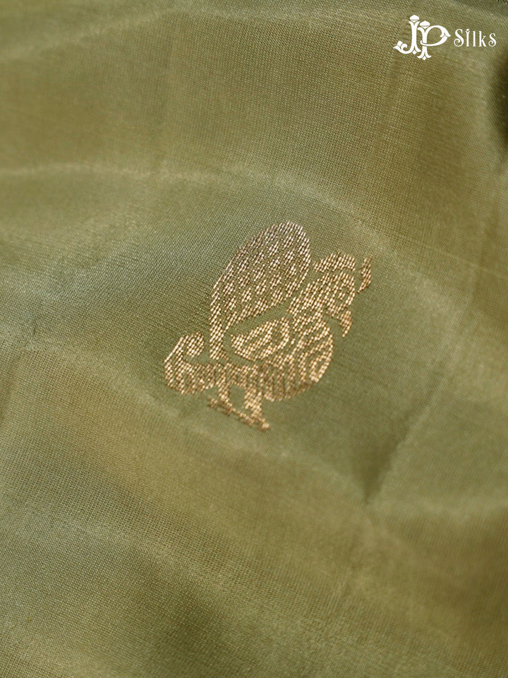 Olive Green and Dual shade Orange Pink Soft Silk Saree - F2911