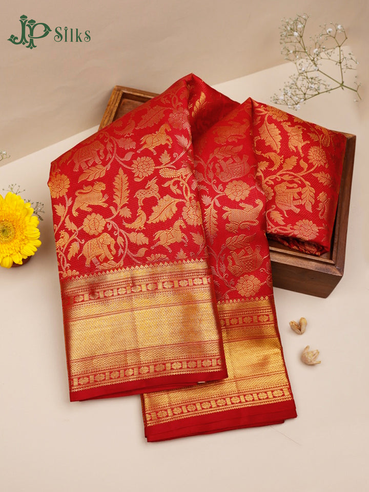 Red Bridal Kanchipuram Silk Saree - G214