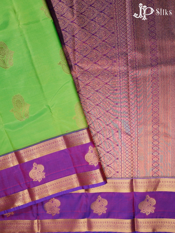 Parrot Green and Purple Art Silk Saree - G314