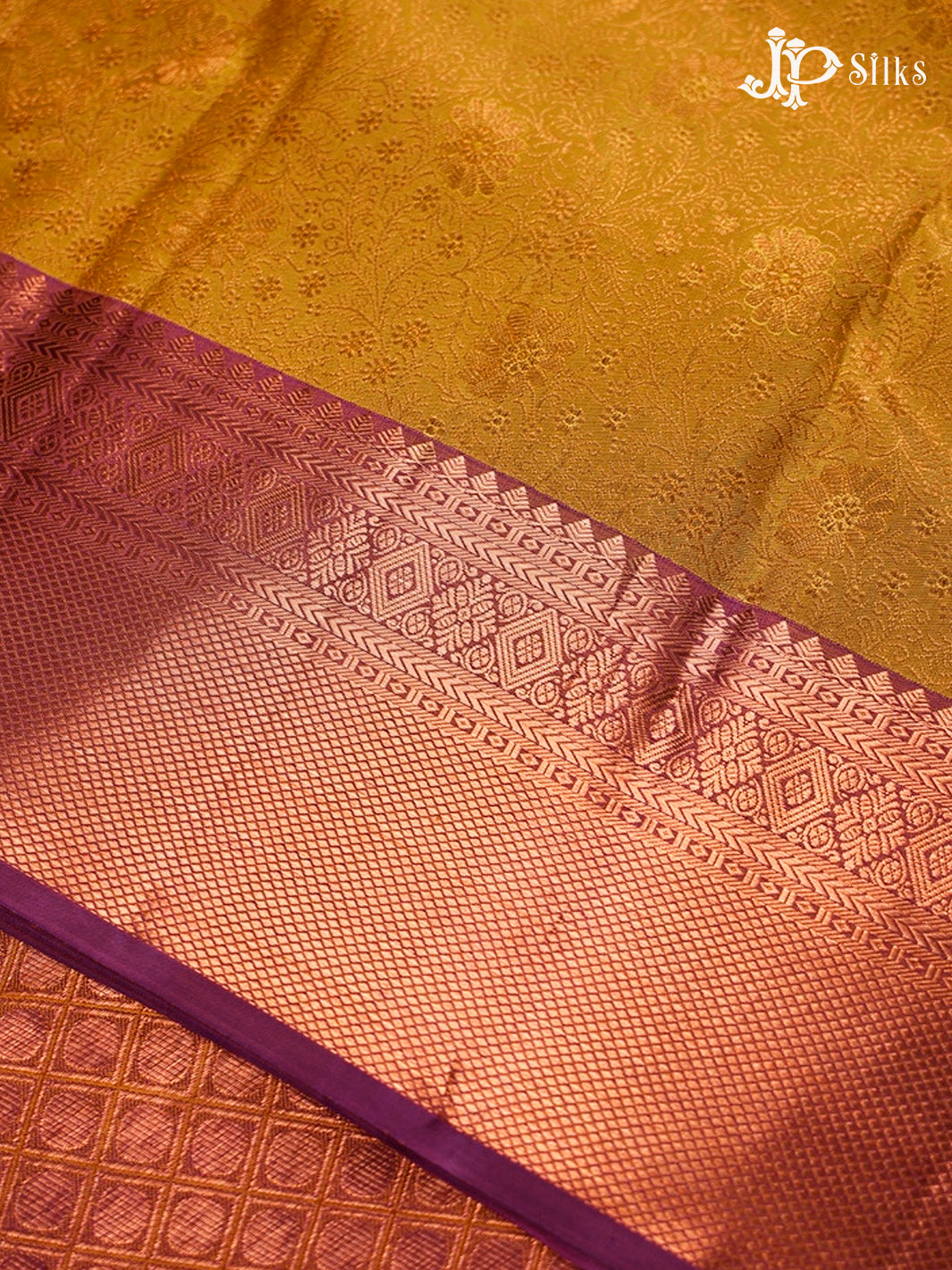 Mustard And Mulberry Purple Kanchipuram Silk Saree - D2808
