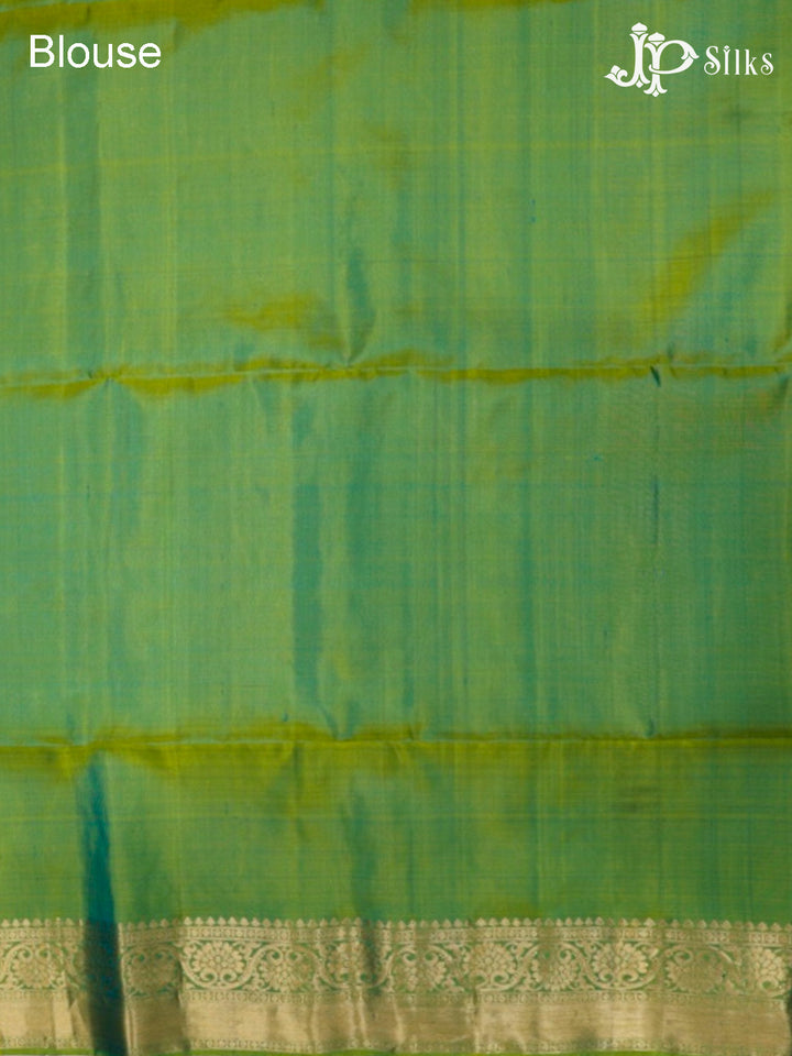 Peacock Green and Double Shade Green Soft Silk Saree - G355