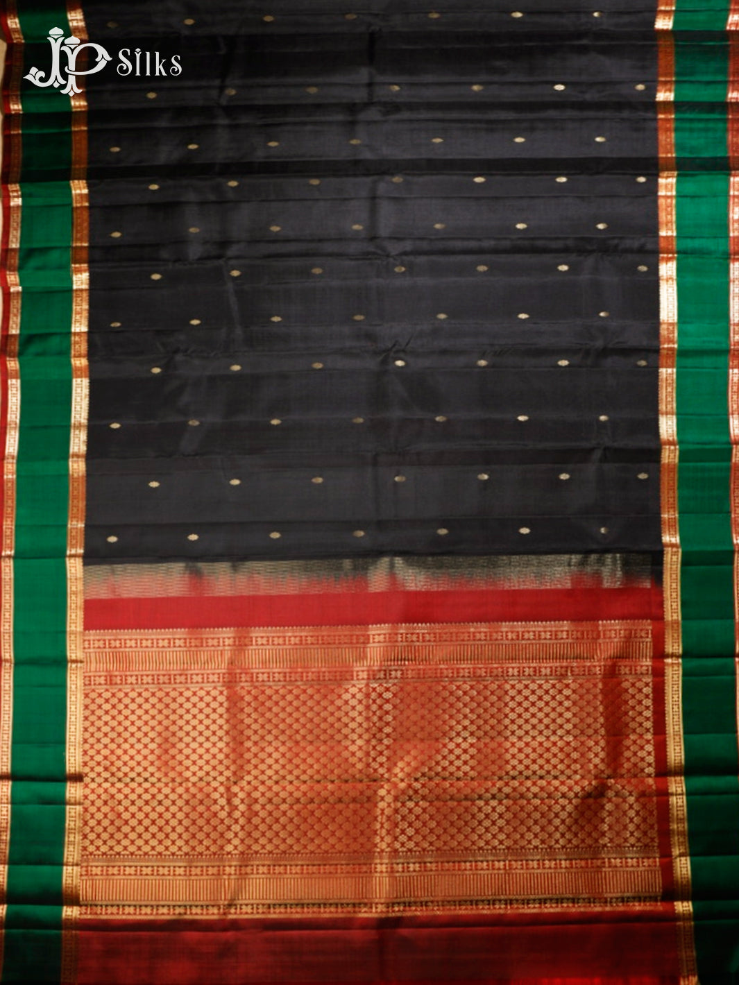 Black and Maroon Kanchipuram Silk Saree - G321 “View3”