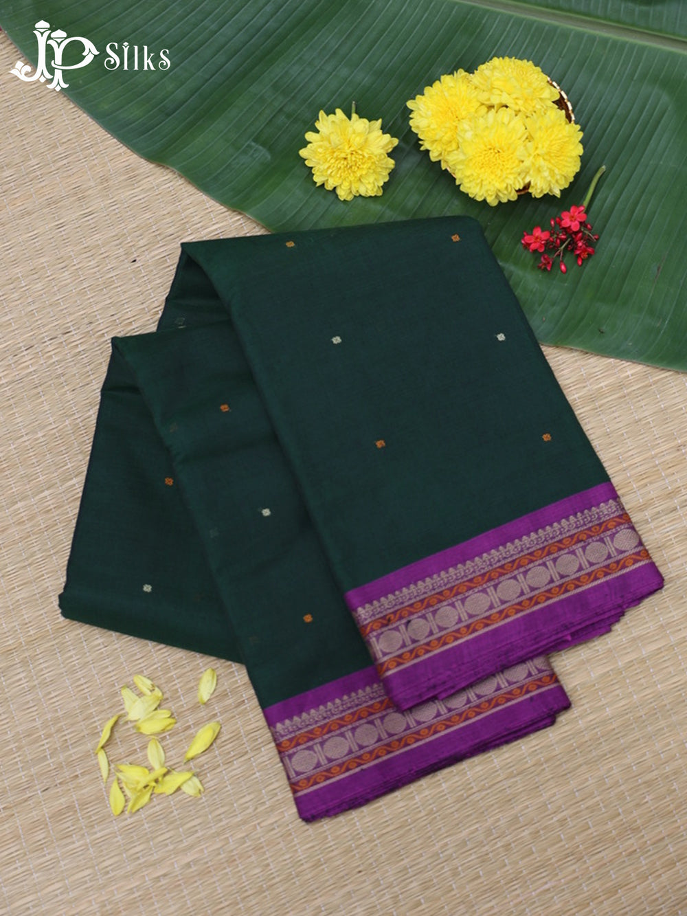 Bottle Green Kanchi Cotton Saree - D9703-view2