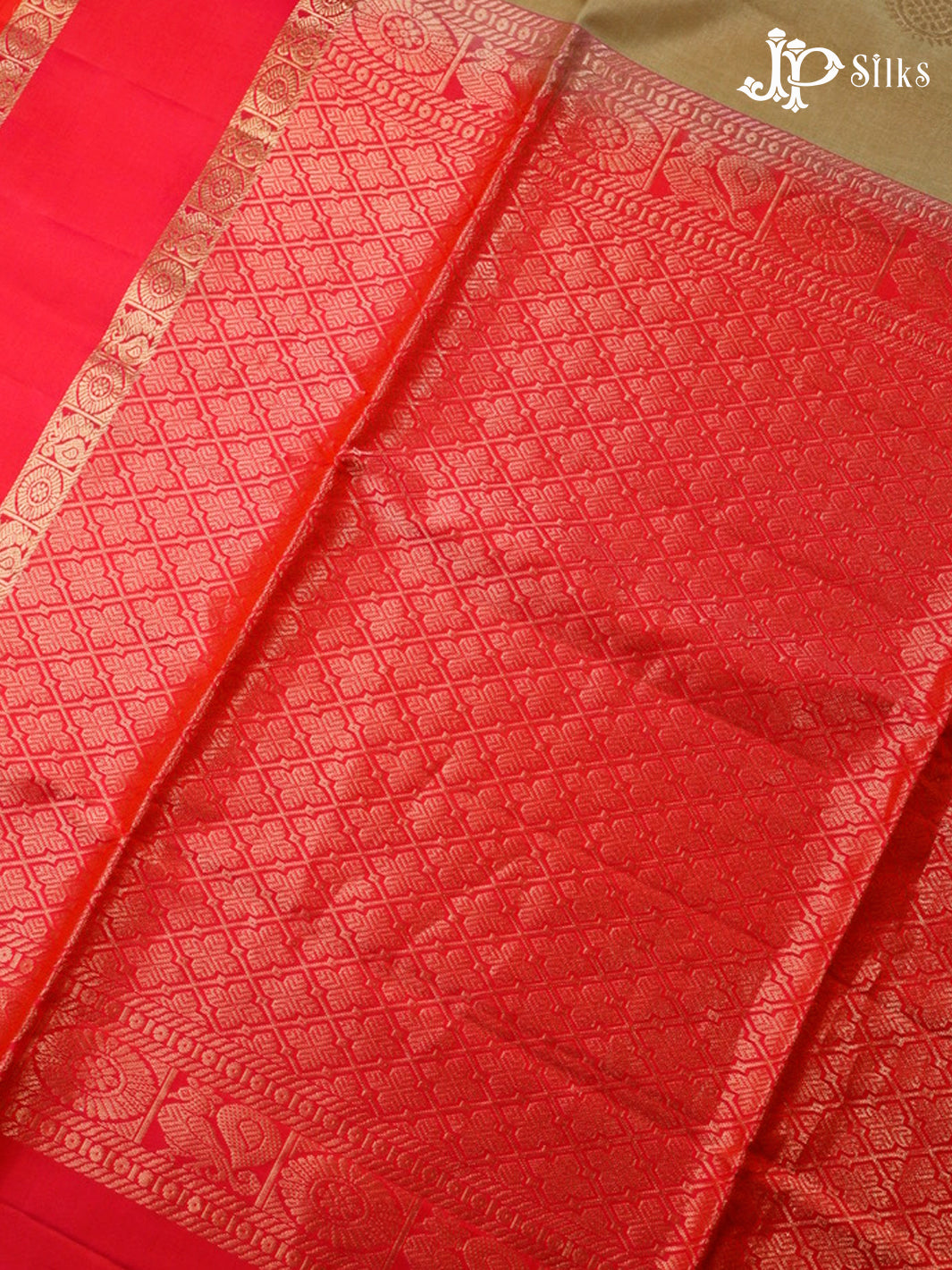 Olive Green and Dual shade Orange Pink Soft Silk Saree - F2911