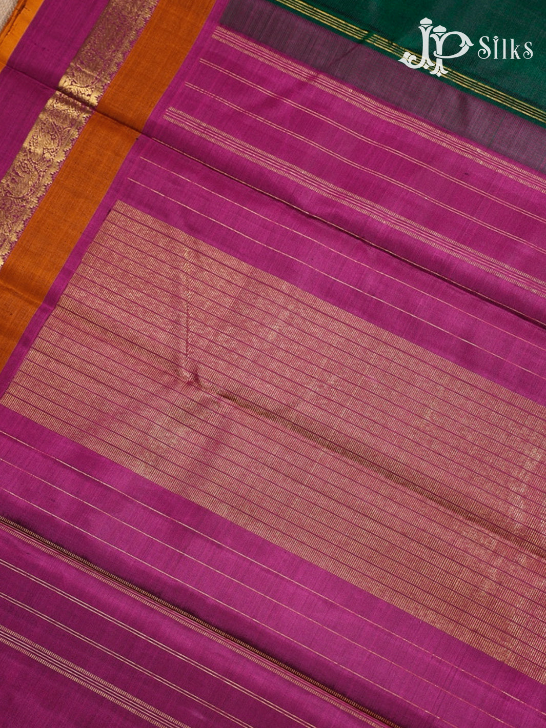 Bottle Green & Magenta Pink Kanchipuram Silk Saree - E5120-view5