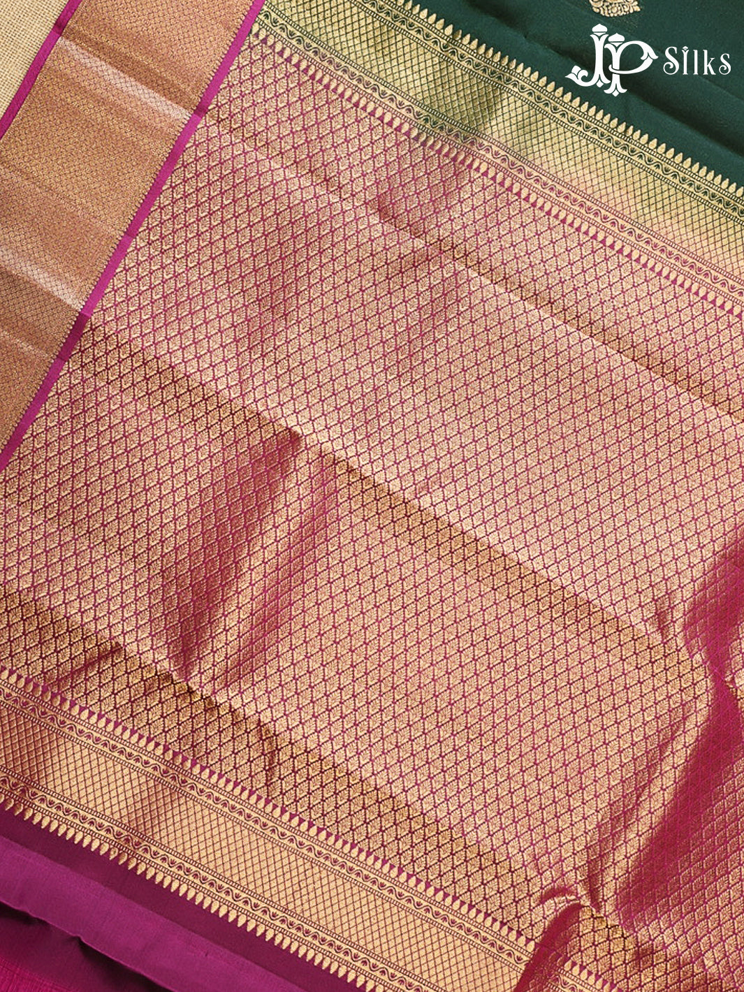 Bottle Green & Dark Magenta Pure Silk Mix Saree - G927