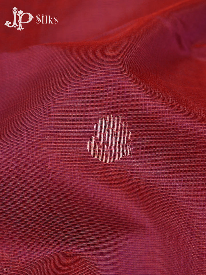 Burgundy and Deep Violet Kora Cotton Saree - G920