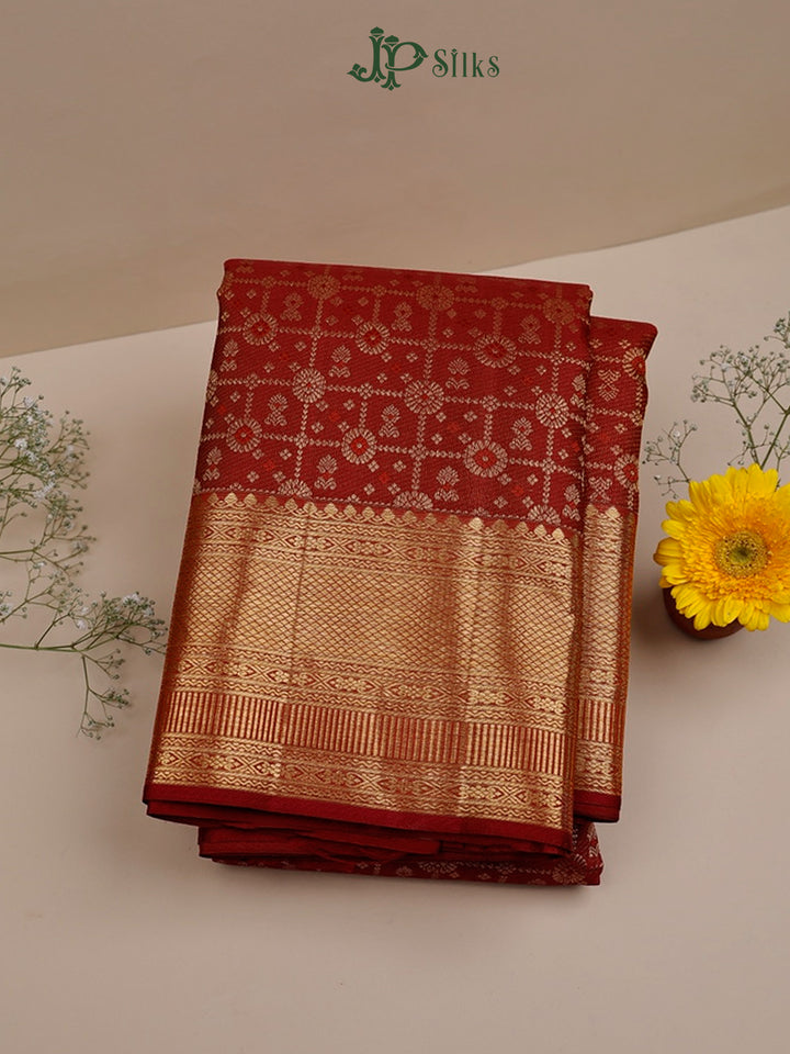 Dark Maroon Bridal Kanchipuram Silk Saree - G213
