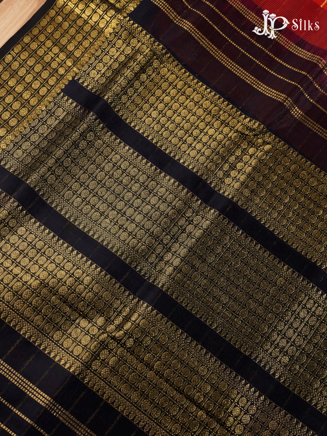 Dual shade Rust Brown and Black Silk Cotton Saree - F345
