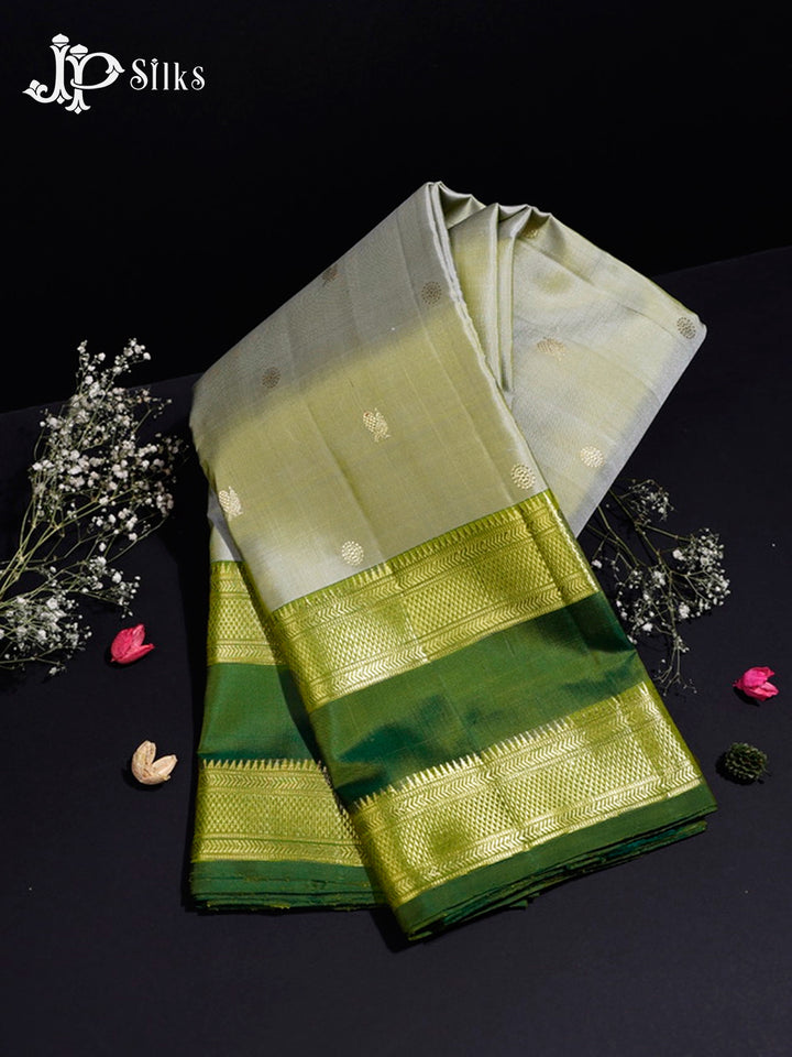 Greyish Green and Leaf Green Kanchipuram Silk Saree - G421