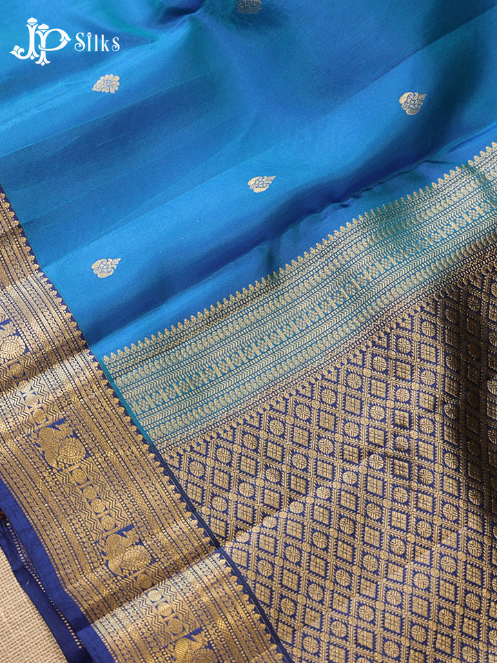 Peacock Blue & Ink Blue Pure Silk Mix Saree - G924