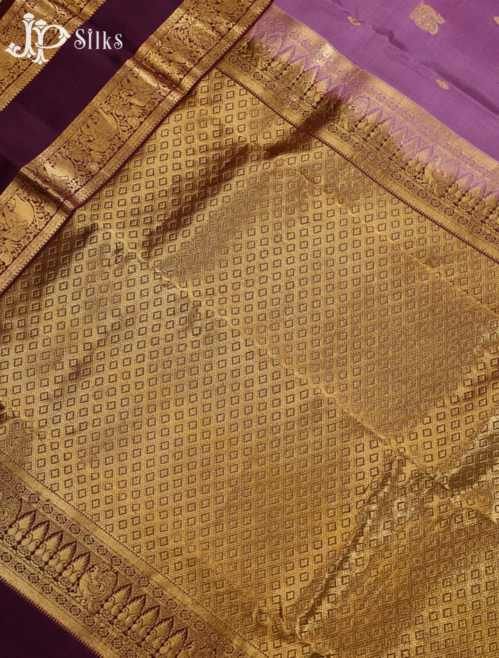 Dark Lavender & Brown Pure Silk Mix Saree - G330-view6