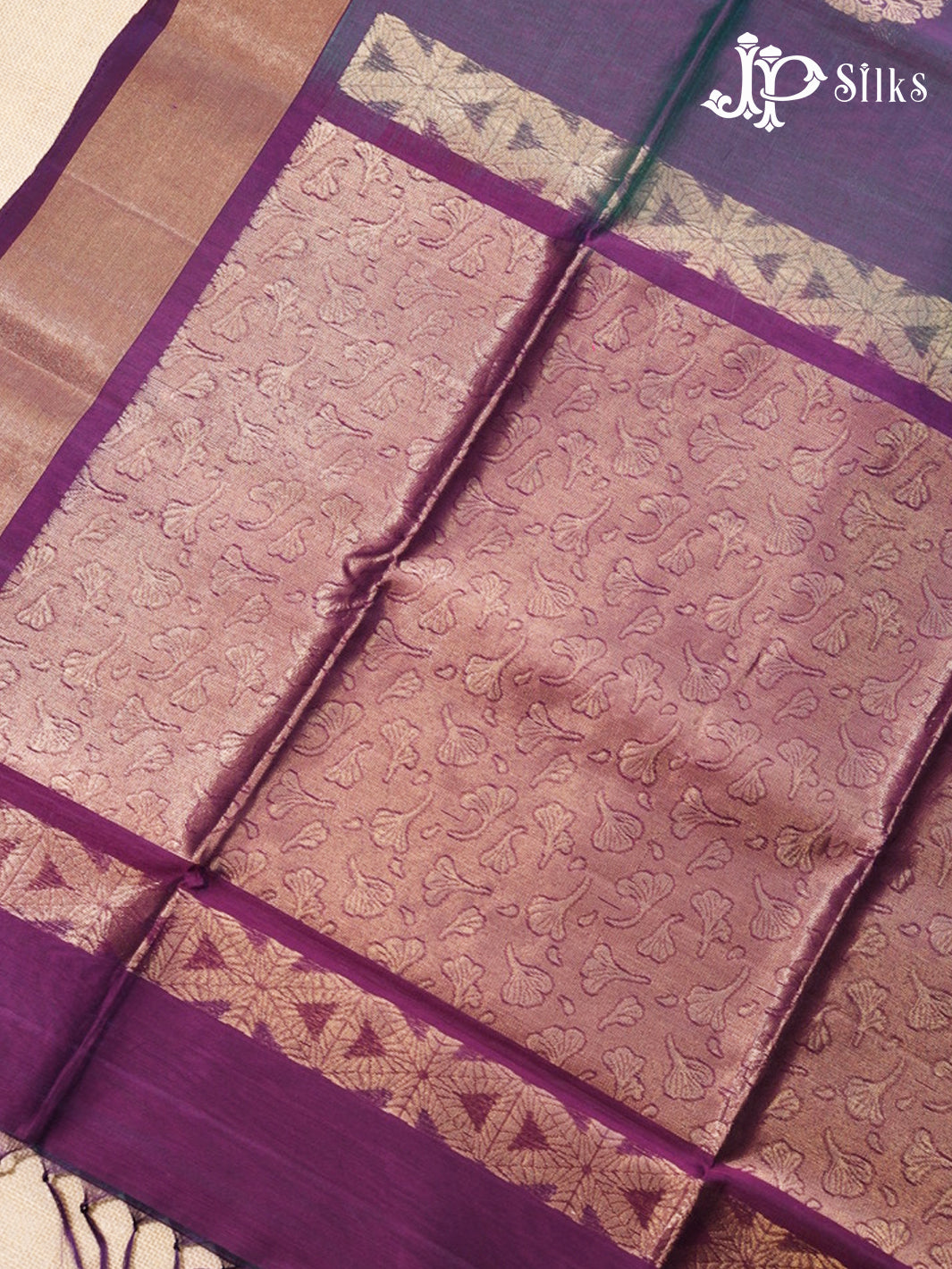 Dual shade of Blue And Deep Violet Kora Cotton Saree - G907