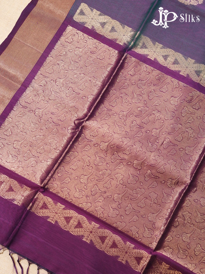 Dual shade of Blue And Deep Violet Kora Cotton Saree - G907