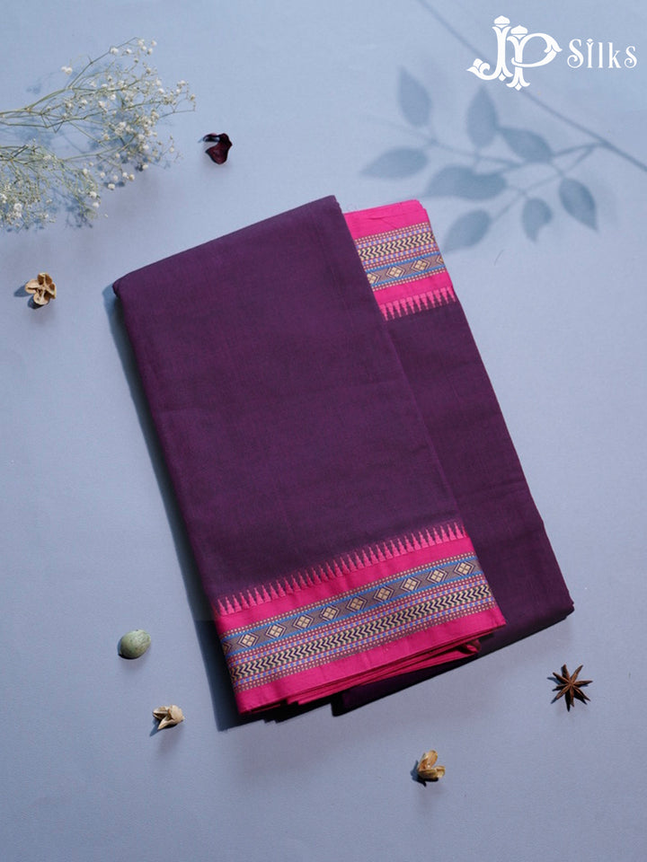 Dark Purple & Pink Arani Cotton Saree - D9623