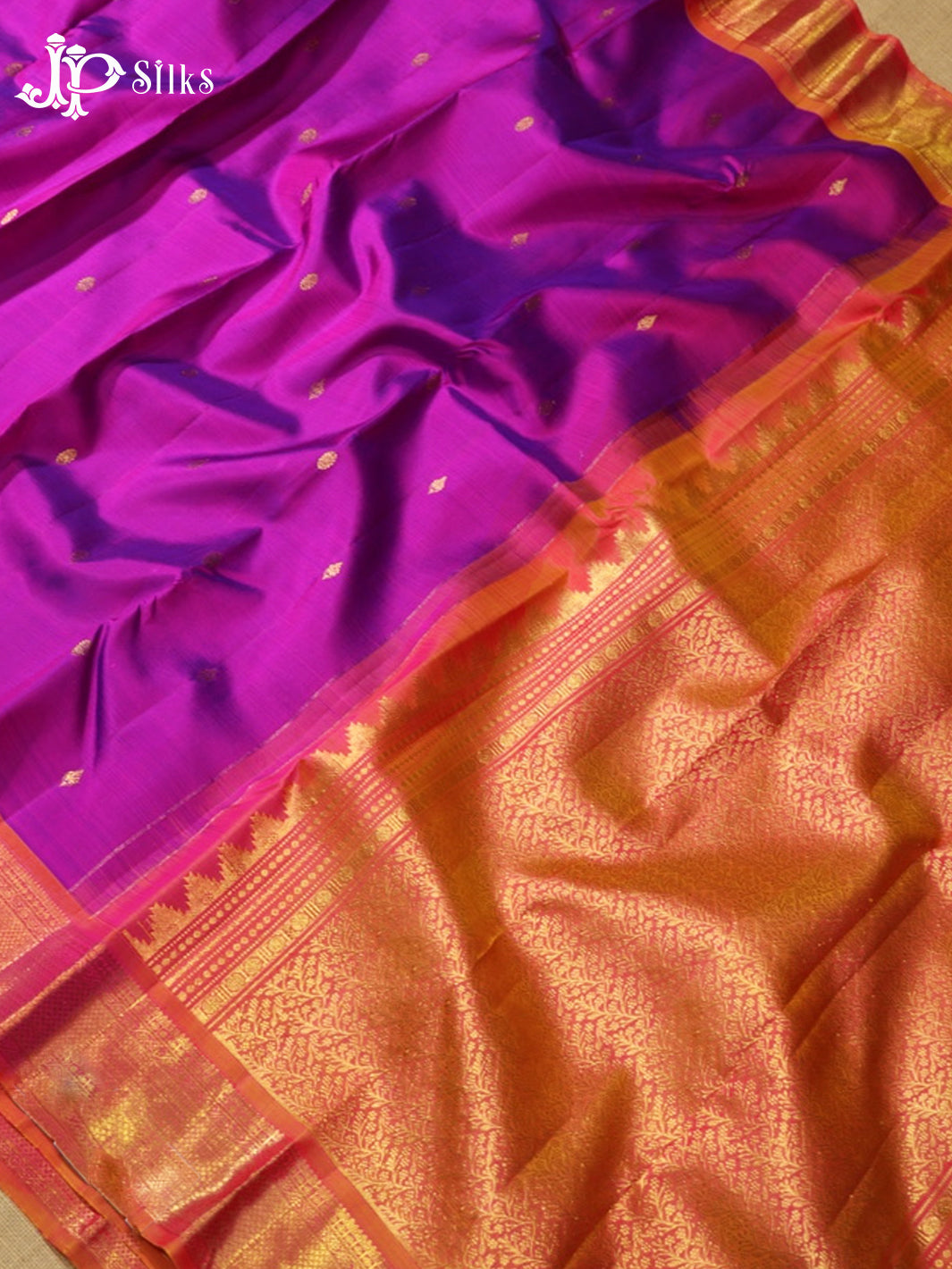 Purple & Golden Pink Kanchipuram Silk Saree - G869