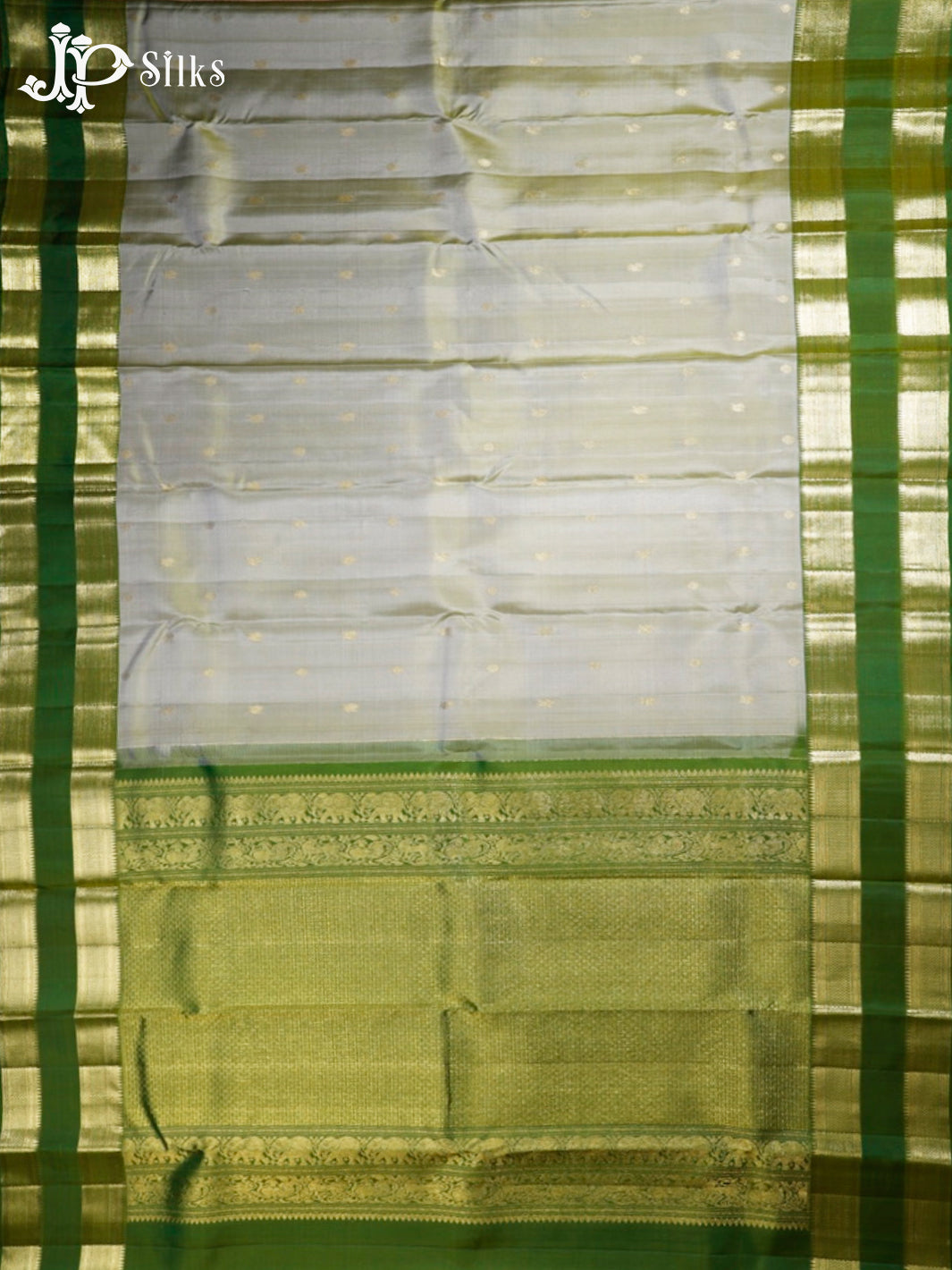 Greyish Green and Leaf Green Kanchipuram Silk Saree - G421