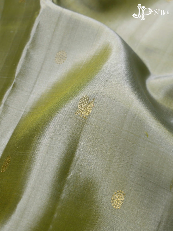Greyish Green and Leaf Green Kanchipuram Silk Saree - G421