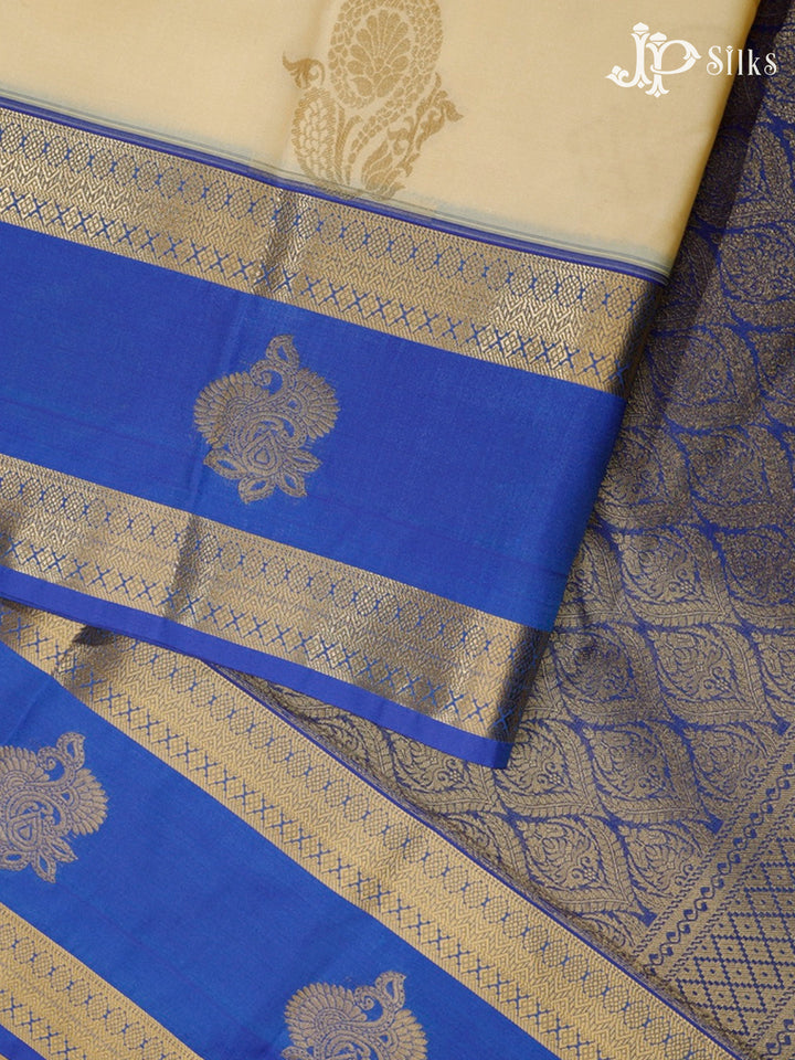 Sandal White and Blue Art Silk Saree - G315