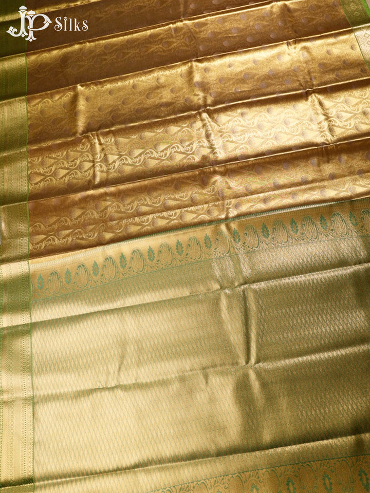Gold and Light Green Art Silk Saree - G295