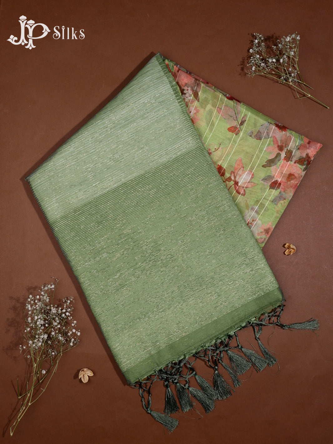 Green Semi Organza - Saree E5806-view1