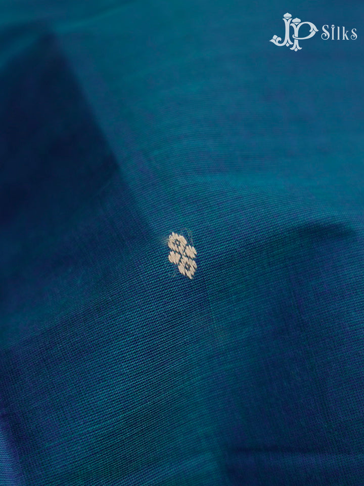 Peacock Blue & Mustard Arani Cotton Saree - F2713