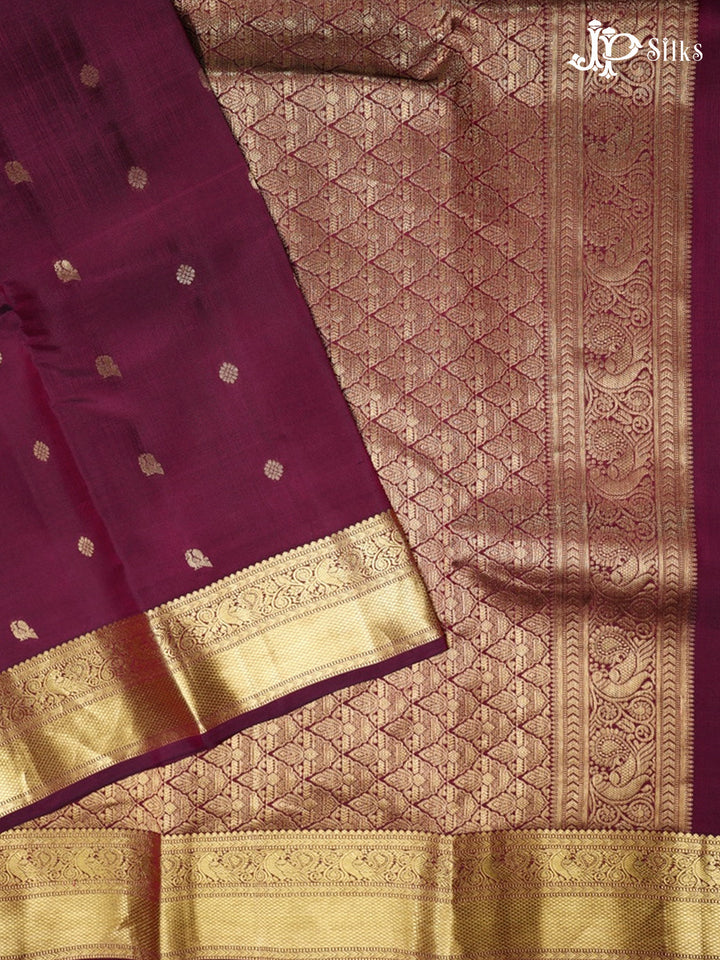 Wine Pure Silk Mixed Saree - G323