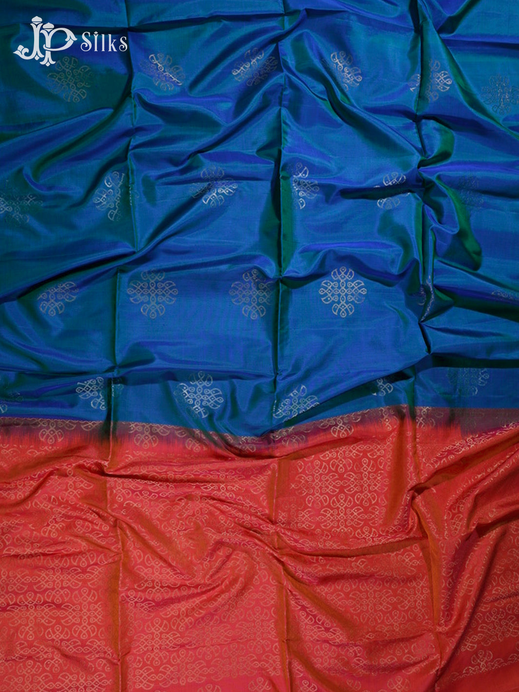 Mayil Kaluthu Blue & Pinkish Orange Soft Silk Saree - E4546-view6