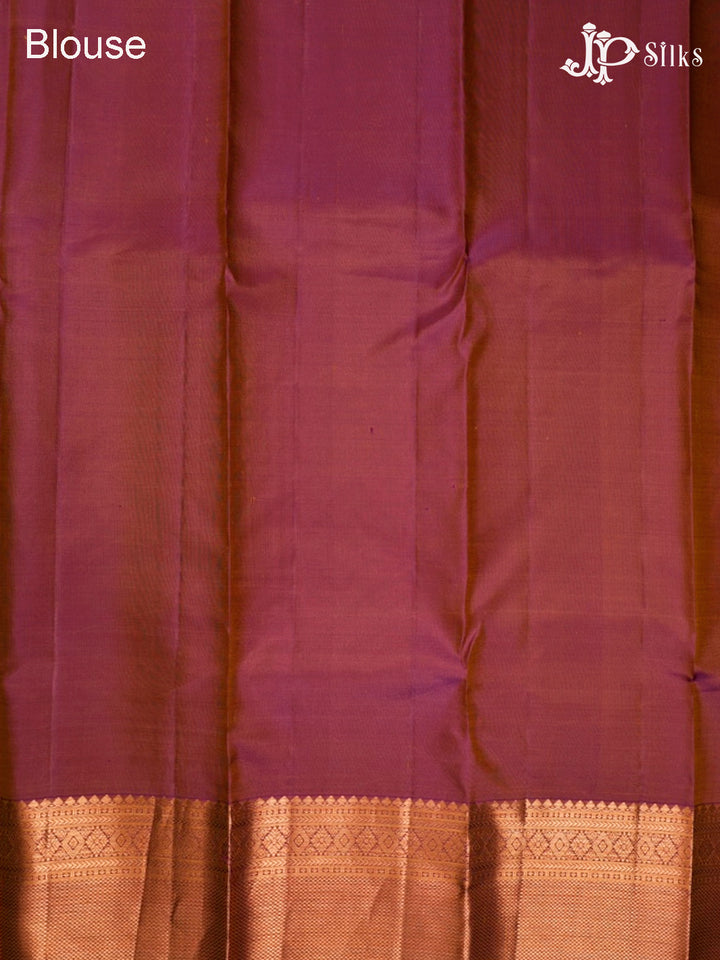 Mustard And Mulberry Purple Kanchipuram Silk Saree - D2808