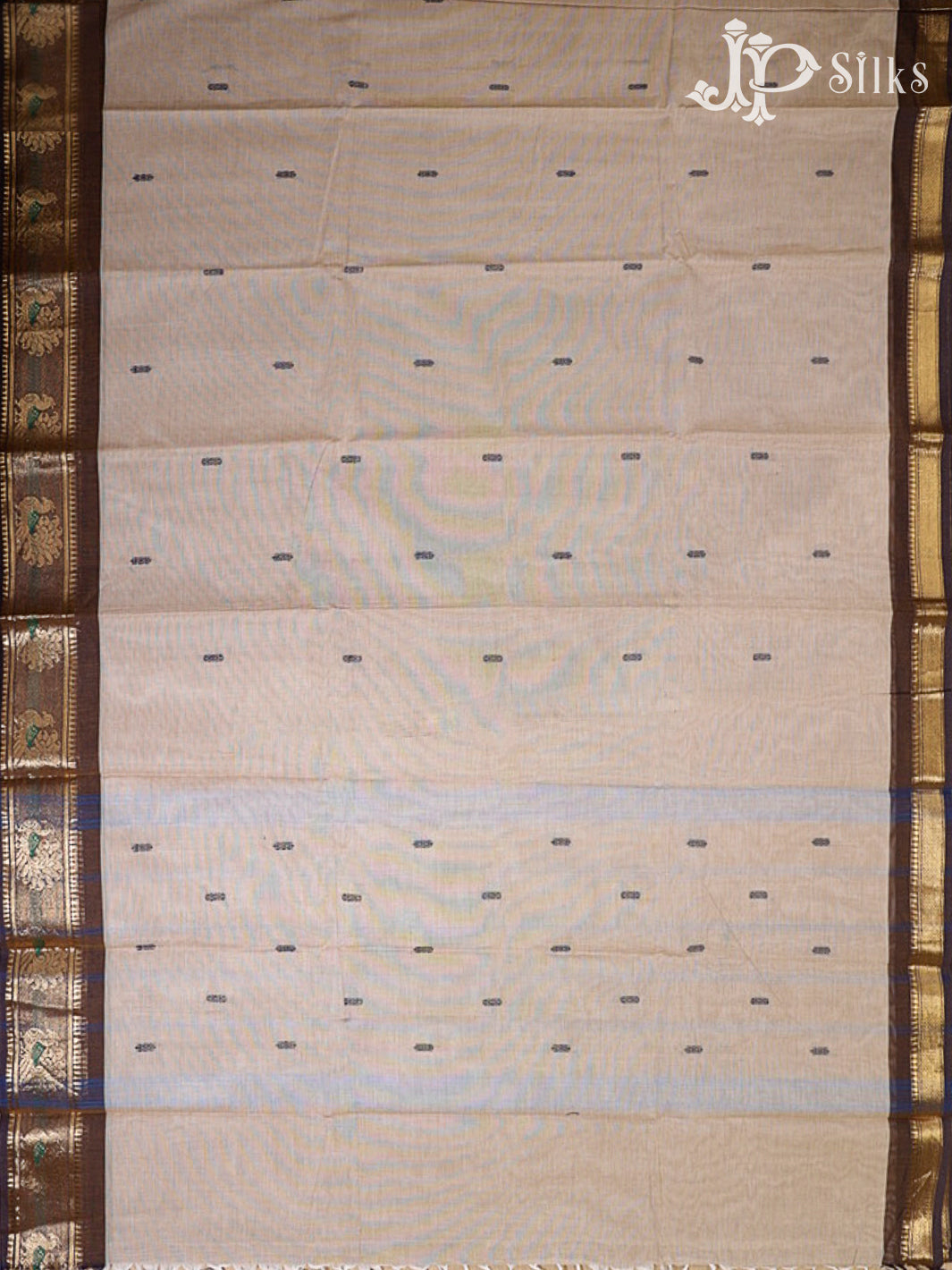 Light Grey Beige & Dark Tree Brown Arani Cotton Saree - F2710