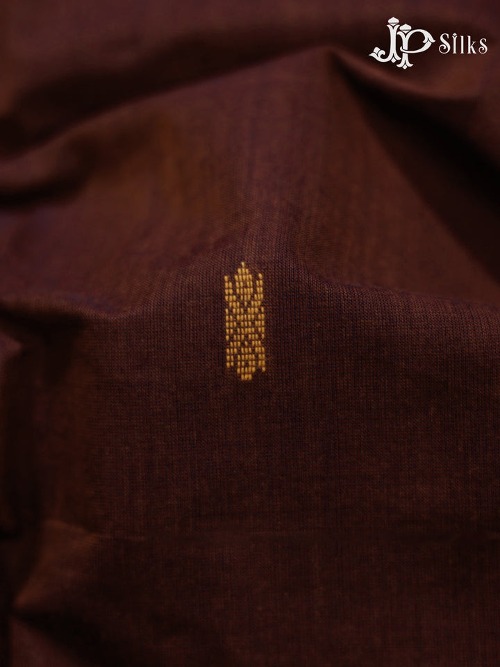 Brown & Green Arani Cotton Saree - F2709