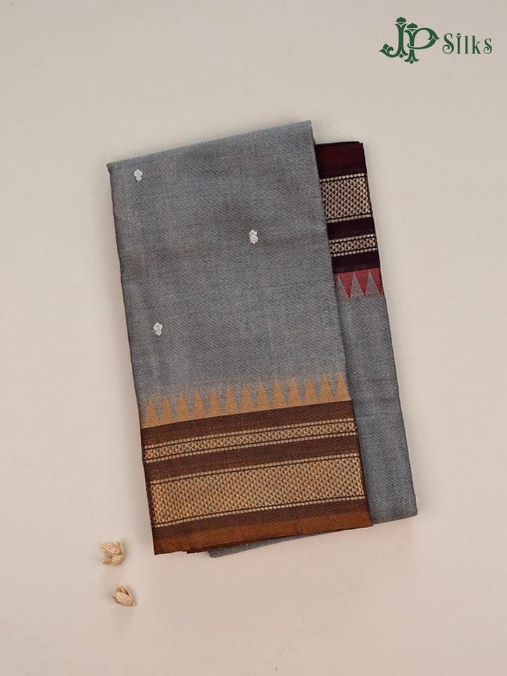 Grey And Brown Theni Cotton Saree - G78