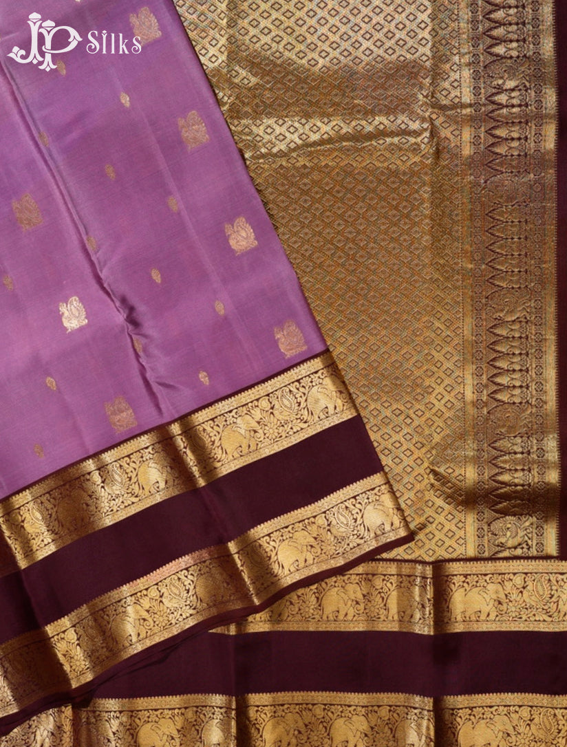 Dark Lavender & Brown Pure Silk Mix Saree - G330-view2