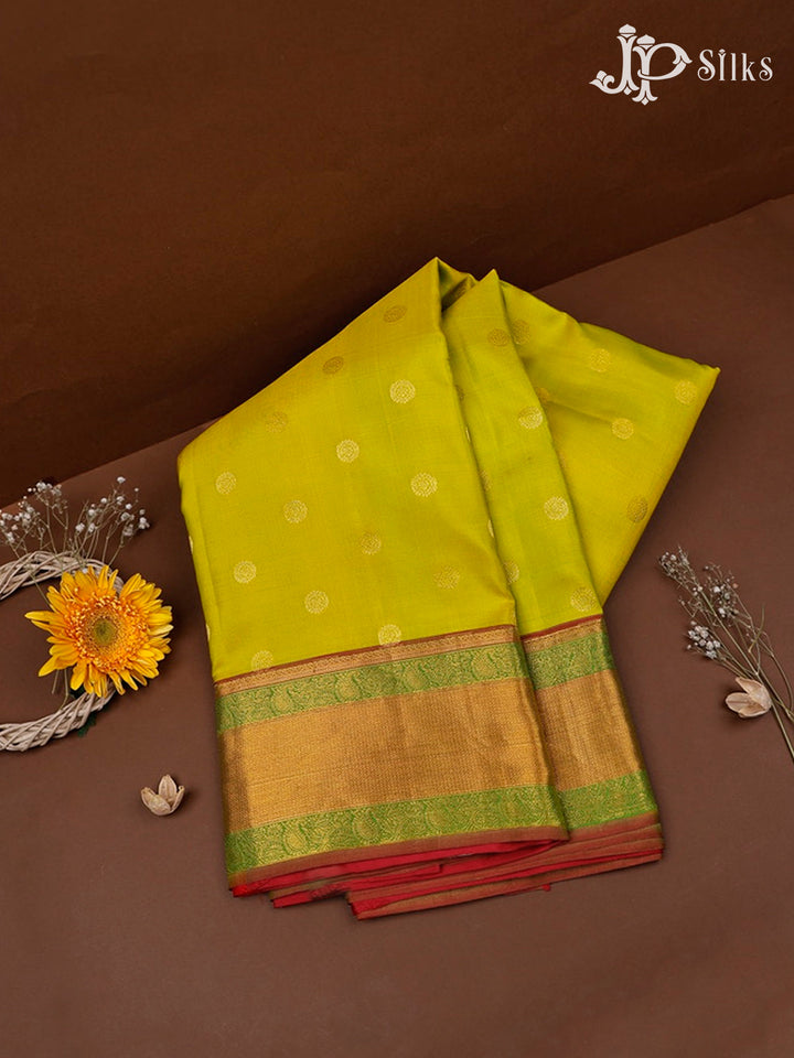 Lime Green And Pink Kanchipuram Silk - D4700