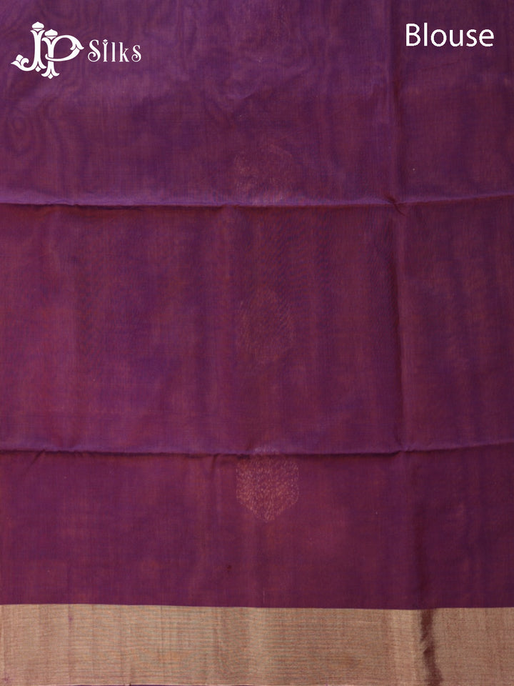 Golden Brown and Deep Violet Kora Cotton Saree - G914