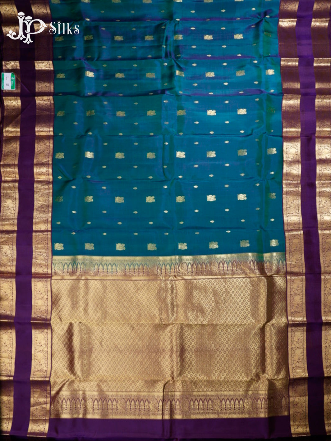 Peacock Green and Violet Pure Silk Mixed Saree - G329