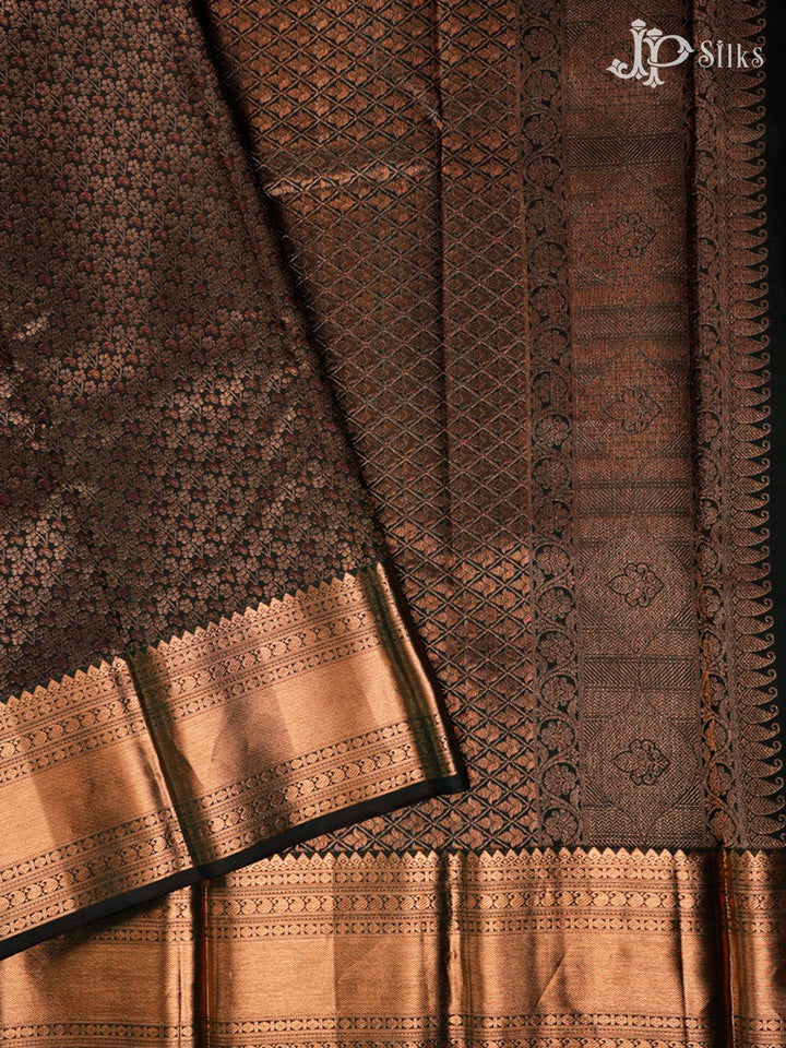 Dark Kombu Green Kanchipuram Pure Silk Saree - E4582