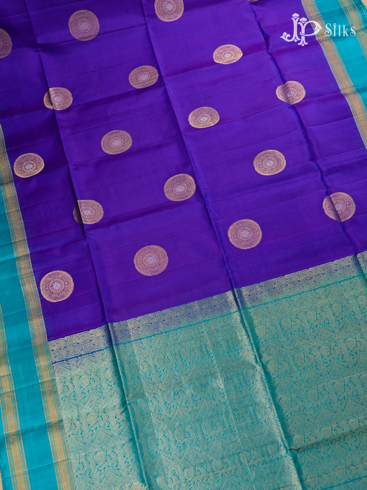 Dark Violet And Teal Blue Soft Silk Saree - F2748